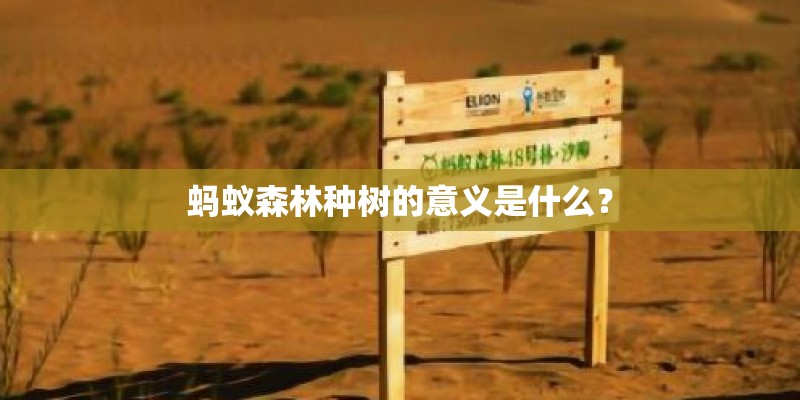 蚂蚁森林种树的意义是什么？
